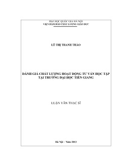 Luận văn Đánh giá chất lượng hoạt động tư vấn học tập tại Trường Đại học Tiền Giang