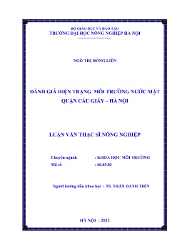 Luận văn Đánh giá hiện trạng môi trường nước mặt Quận Cầu Giấy, Hà Nội