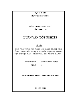 Luận văn Giải pháp nâng cao năng lực cạnh tranh cho công ty Cổ phần du lịch và tiếp thị giao thông vận tải Việt Nam - Vietravel chi nhánh Hà Nội