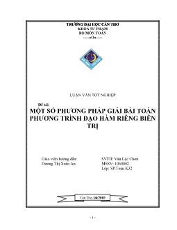 Luận văn Một số phương pháp giải bài toán phương trình đạo hàm riêng biên trị