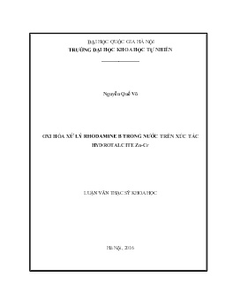 Luận văn Oxi hóa xử lý Rhodamine B trong nước trên xúc tác hydrotalcite Zn-Cr