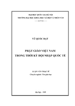 Luận văn Phật giáo Việt Nam trong thời kỳ hội nhập quốc tế