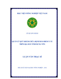 Luận văn Quản lý quỹ khám chữa bệnh bảo hiểm y tế trên địa bàn tỉnh Hưng Yên