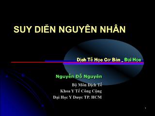 Bài giảng Dịch tễ học cơ bản - Suy diễn nguyên nhân