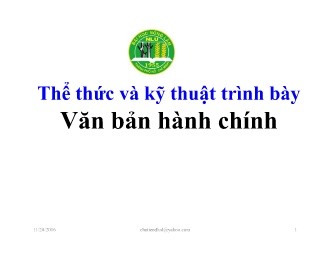 Bài giảng Thể thức và kỹ thuật trình bày văn bản hành chính