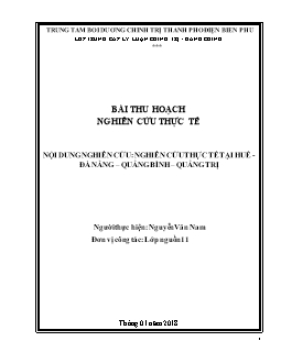 Bài thu hoạch Nghiên cứu thực tế tại Huế - Đà Nẵng - Quảng Bình - Quảng Trị