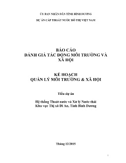 Báo cáo Đánh giá tác động môi trường và xã hội - Kế hoạch quản lý môi trường và xã hội