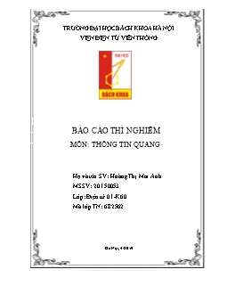 Báo cáo thí nghiệm môn Thông tin quang