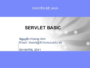 Chuyên đề Servlet Basic