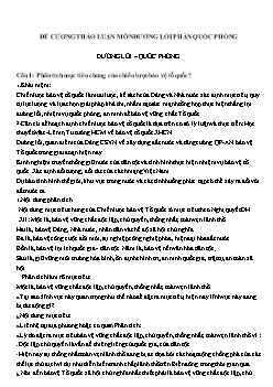 Đề cương thảo luận môn Đường lối phần quốc phòng