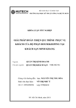 Đề tài Giải pháp hoàn thiện qui trình phục vụ khách của bộ phận Housekeeping tại khách sạn Minh Khang