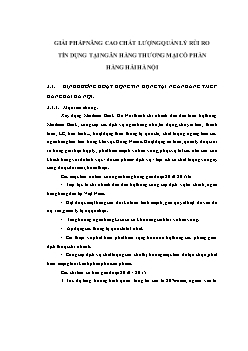 Đề tài Giải pháp nâng cao chất lượng quản lý rủi ro tín dụng tại ngân hàng Thương mại Cổ phần hàng hải Hà Nội