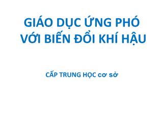 Đề tài Giáo dục ứng phó với biến đổi khí hậu