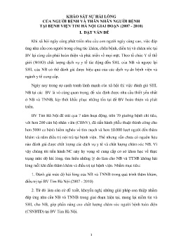 Đề tài Khảo sát sự hài lòng của người bệnh và thân nhân người bệnh tại bệnh viện tim Hà Nội giai đoạn (2007-2010)