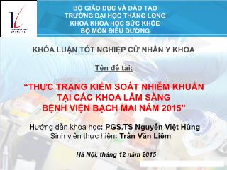 Đề tài Thực trạng kiểm soát nhiễm khuẩn tại các khoa lâm sàng bệnh viện Bạch Mai năm 2015