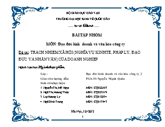 Đề tài Trách nhiệm xã hội (Nghĩa vụ kinh tế, pháp lý, đạo đức và nhân văn) của doanh nghiệp