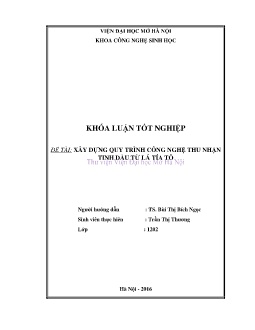 Đề tài Xây dựng quy trình công nghệ thu nhận tinh dầu từ lá tía tô