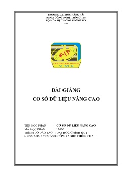 Giáo trình Cơ sở dữ liệu nâng cao