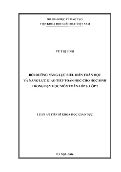 Luận án Bồi dưỡng năng lực biểu diễn toán học và năng lực giao tiếp toán học cho học sinh trong dạy học môn Toán Lớp 6, Lớp 7