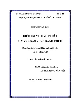 Luận án Điều trị vi phẫu thuật u màng não vùng rãnh khứu