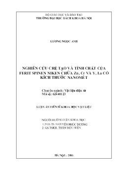 Luận án Nghiên cứu chế tạo và tính chất của Frit Spinen Niken chứa Zn, Cr và Y, La có kích thước nanomét