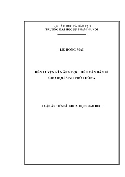 Luận án Rèn luyện kĩ năng đọc hiểu văn bản kí cho học sinh phổ thông