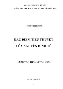 Luận văn Đặc điểm tiểu thuyết của Nguyễn Đình Tú