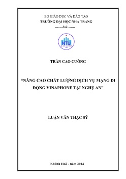 Luận văn Nâng cao chất lượng dịch vụ mạng di động Vinaphone tại Nghệ An