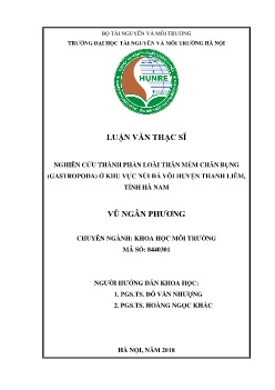 Luận văn Nghiên cứu thành phần loài Thân mềm Chân bụng (Gastropoda) ở khu vực núi đá vôi huyện Thanh Liêm, tỉnh Hà Nam