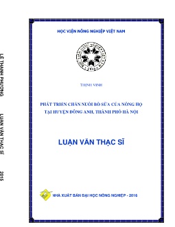 Luận văn Phát triển chăn nuôi bò sữa của nông hộ tại huyện Đông Anh, Thành phố Hà Nội