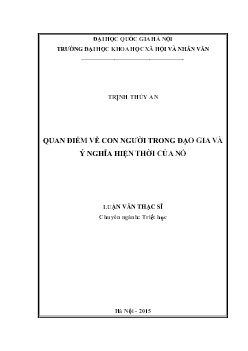 Luận văn Quan điểm về con người trong đạo gia và ý nghĩa hiện thời của nó