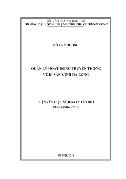 Luận văn Quản lý hoạt động truyền thông về di sản vịnh Hạ Long