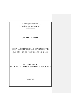 Luận văn Quản trị công nghệ và phát triển doanh nghiệp