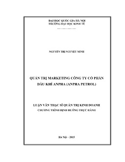 Luận văn Quản trị marketing Công ty cổ phần dầu khí Anpha (Anpha Petrol)