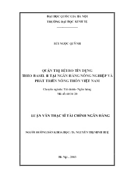 Luận văn Quản trị rủi ro tín dụng theo Basel II tại Ngân hàng Nông nghiệp và Phát triển nông thôn Việt Nam