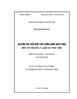 Luận văn Quyền tác giả đối với phần mềm máy tính một số vấn đề lý luận và thực tiễn