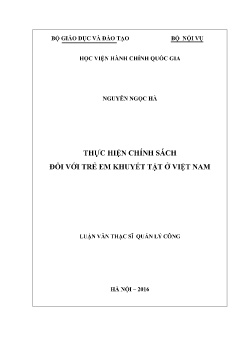 Luận văn Thực hiện chính sách đối với trẻ em khuyết tật ở Việt Nam