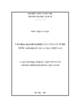 Luận văn Văn hóa doanh nghiệp của Công ty TNHH Nước giải khát Coca Cola Việt Nam