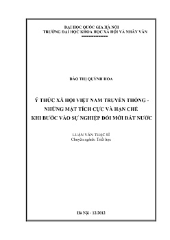 Luận văn Ý thức xã hội Việt Nam truyền thông - Những mặt tích cực và hạn chế khi bước vào sự nghiệp đối mới đất nước