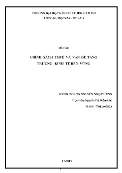 Tiểu luận môn Phân tích chính sách thuế chính sách thuế và vấn đề tăng trưởng