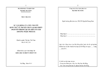 Tóm tắt Luận văn Sự vận động của tiểu thuyết Quốc ngữ từ truyện Thầy Larazo phiền (Nguyễn Trọng Quản) đến Tố tâm (Hoàng Ngọc Phách)