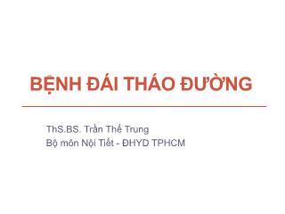 Bài giảng Bệnh đái tháo đường
