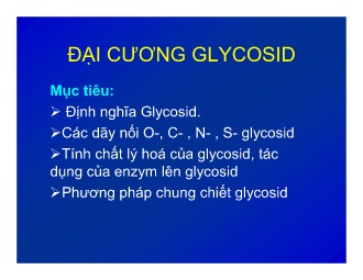 Bài giảng Đại cương Glycosid