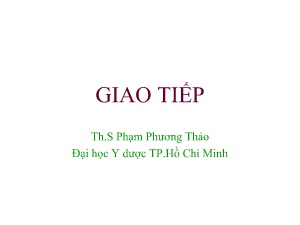 Bài giảng Giao tiếp