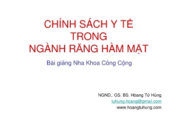 Bài giảng Nha khoa công cộng - Chính sách y tế trong ngành răng hàm mặt