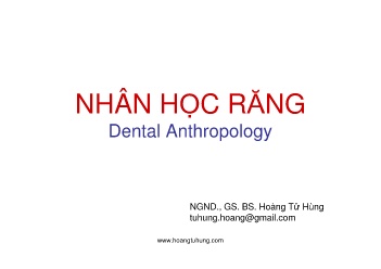 Bài giảng Nhân học răng - Hoàng Tử Hùng