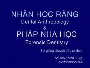 Bài giảng Nhận học răng & Pháp nha học