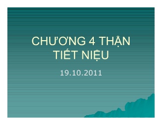 Bài giảng Nội - Chương 4: Thận tiết niệu