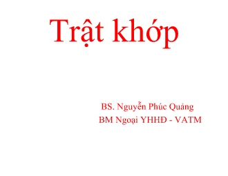 Bài giảng Trật khớp
