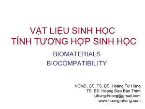 Bài giảng Vật liệu sinh học tính tương hợp sinh học